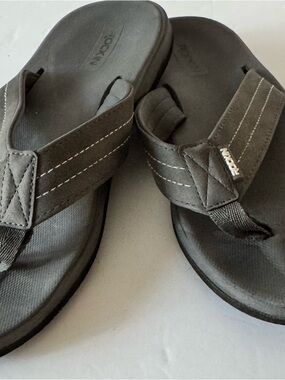 Rockin Men's Size 10 Comfortable Gray Thong Leather Sandal Flip Flops